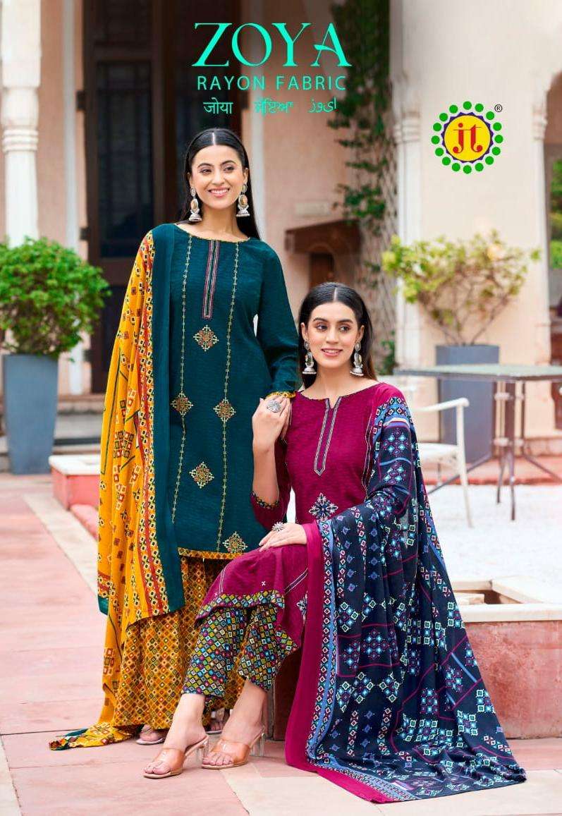 J T Zoya Rayon Embroidery Work Fancy Salwar Kameez