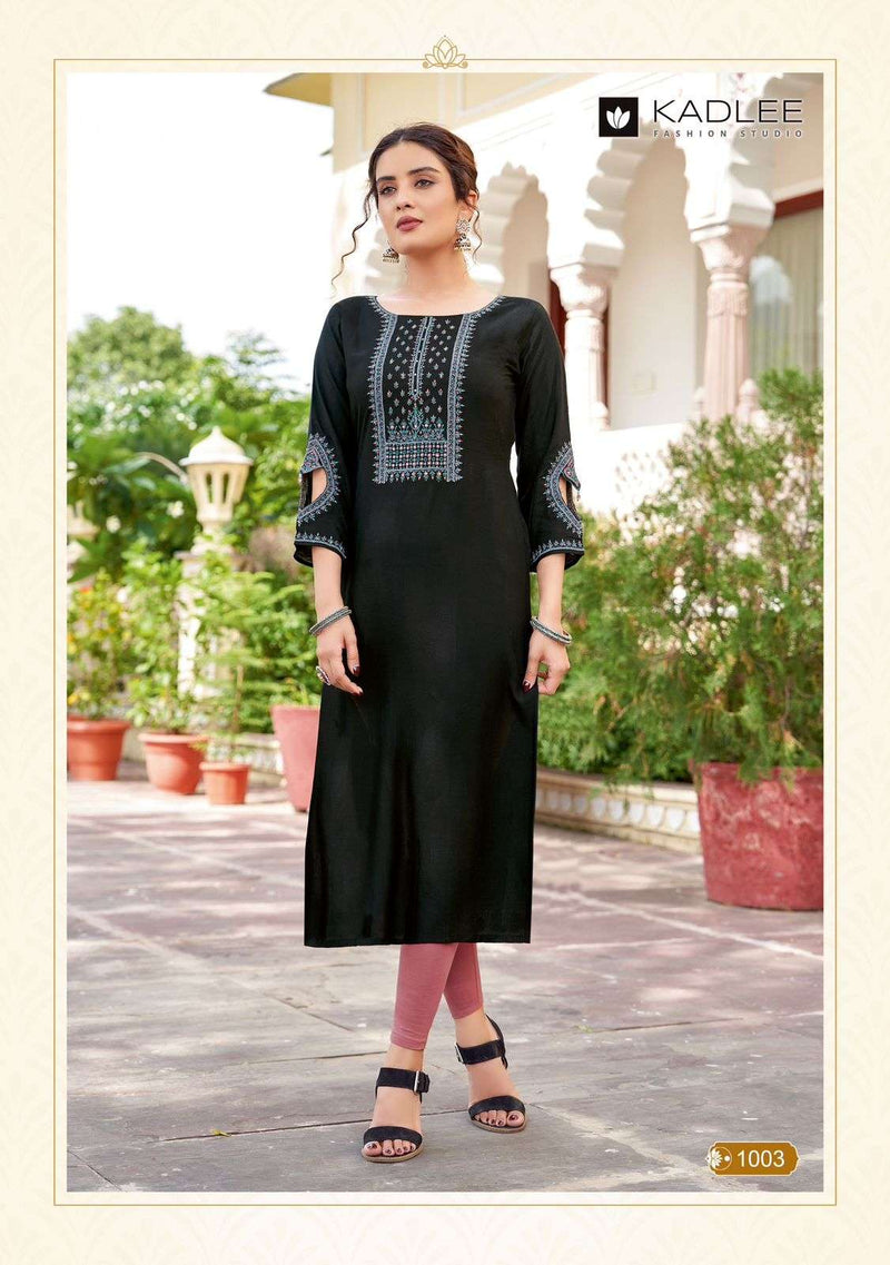 Kadlee Fashion Aaisha Rayon Thread Hand Work Daily Wear Fancy Kurti Set