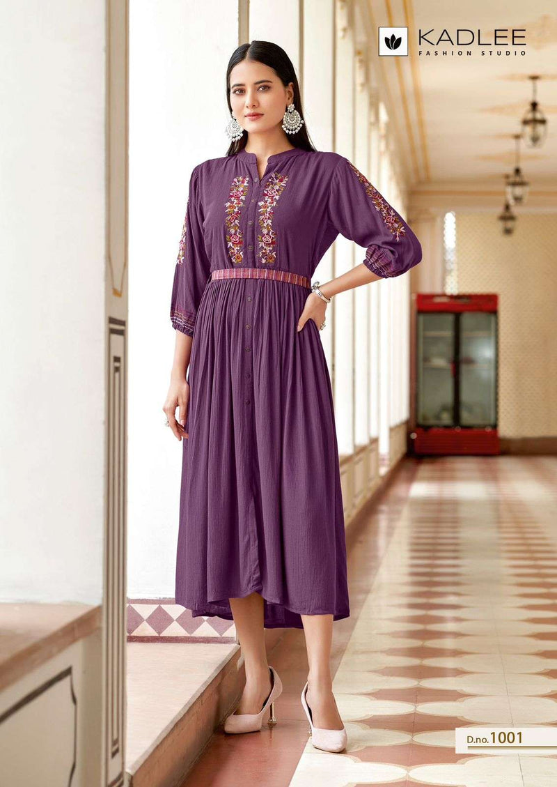 Kadlee Fashion Aashmin Rayon Embroidery Handwork Fancy Casual Wear Gown