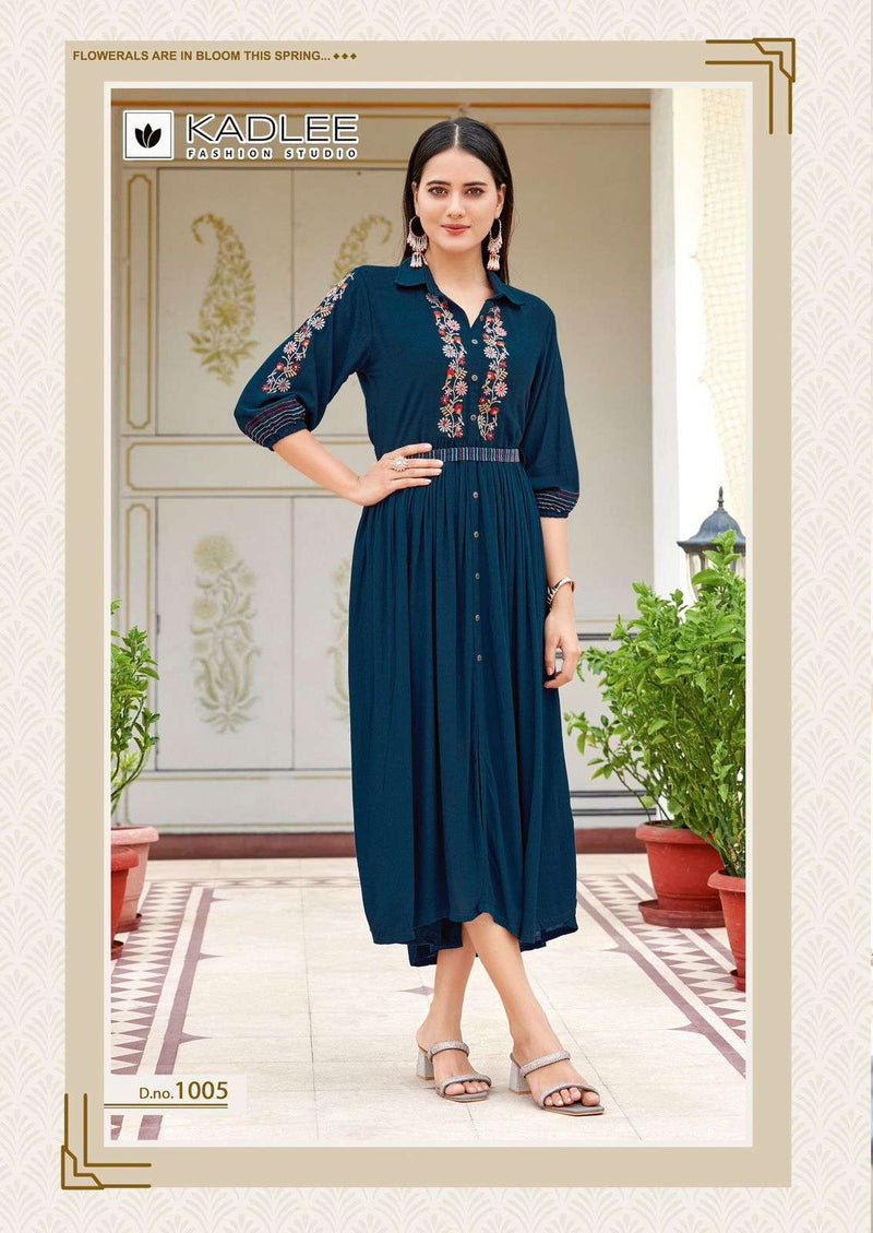 Kadlee Fashion Aashmin Rayon Embroidery Handwork Fancy Casual Wear Gown