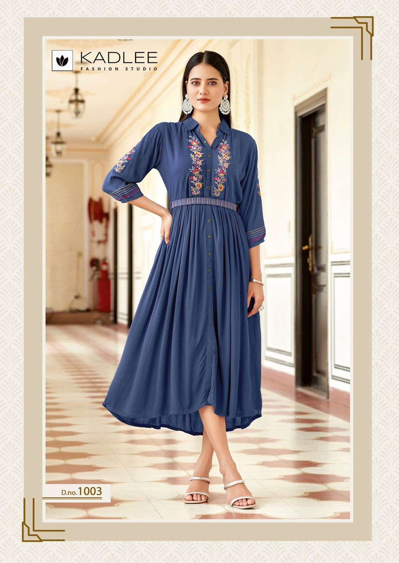 Kadlee Fashion Aashmin Rayon Embroidery Handwork Fancy Casual Wear Gown