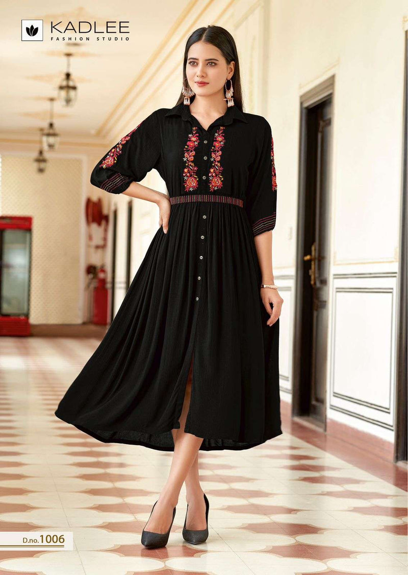 Kadlee Fashion Aashmin Rayon Embroidery Handwork Fancy Casual Wear Gown