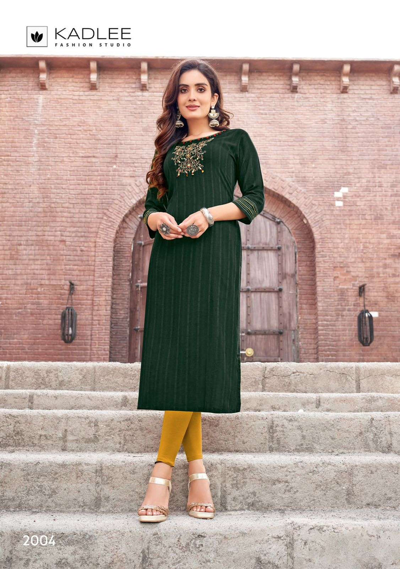 Kadlee Fashion Albeli Rayon Weaving Casual Wear Kurti Collection