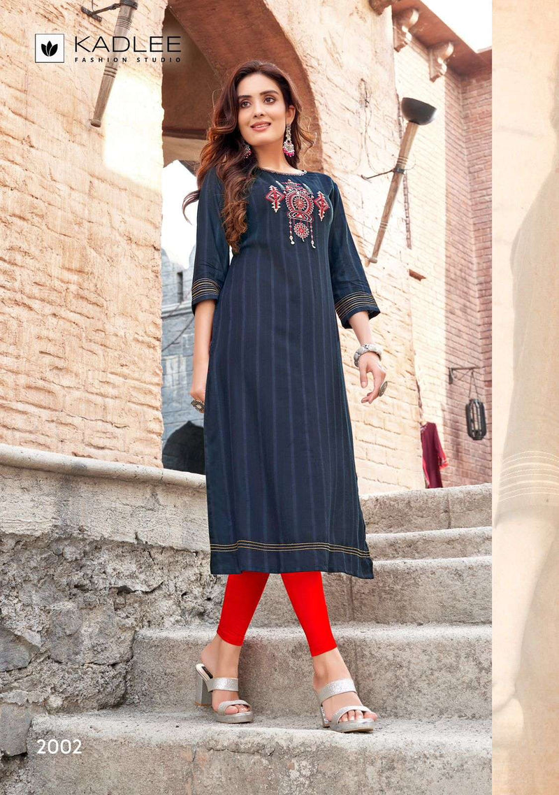 Kadlee Fashion Albeli Rayon Weaving Casual Wear Kurti Collection