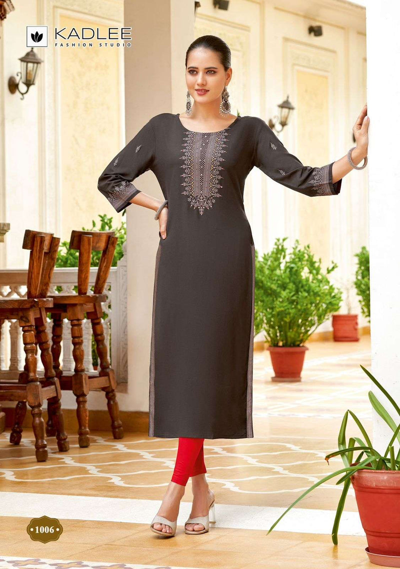 Kadlee Fashion Aneri Rayon Fancy Daily Wear Kurti Set