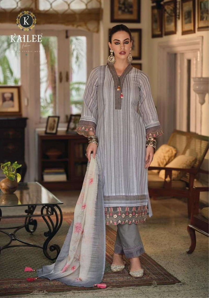 Kailee Fashion Izhaar Fancy 3pcs Set Pakistani Linen Kurti With Pant And Digital Dupatta Catalog