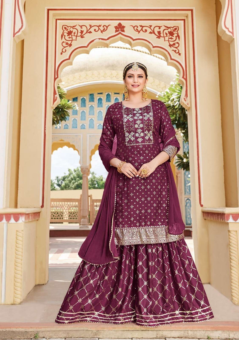 Kajal Maan Vol 2 Readymade Top With Sharara And Dupatta Set