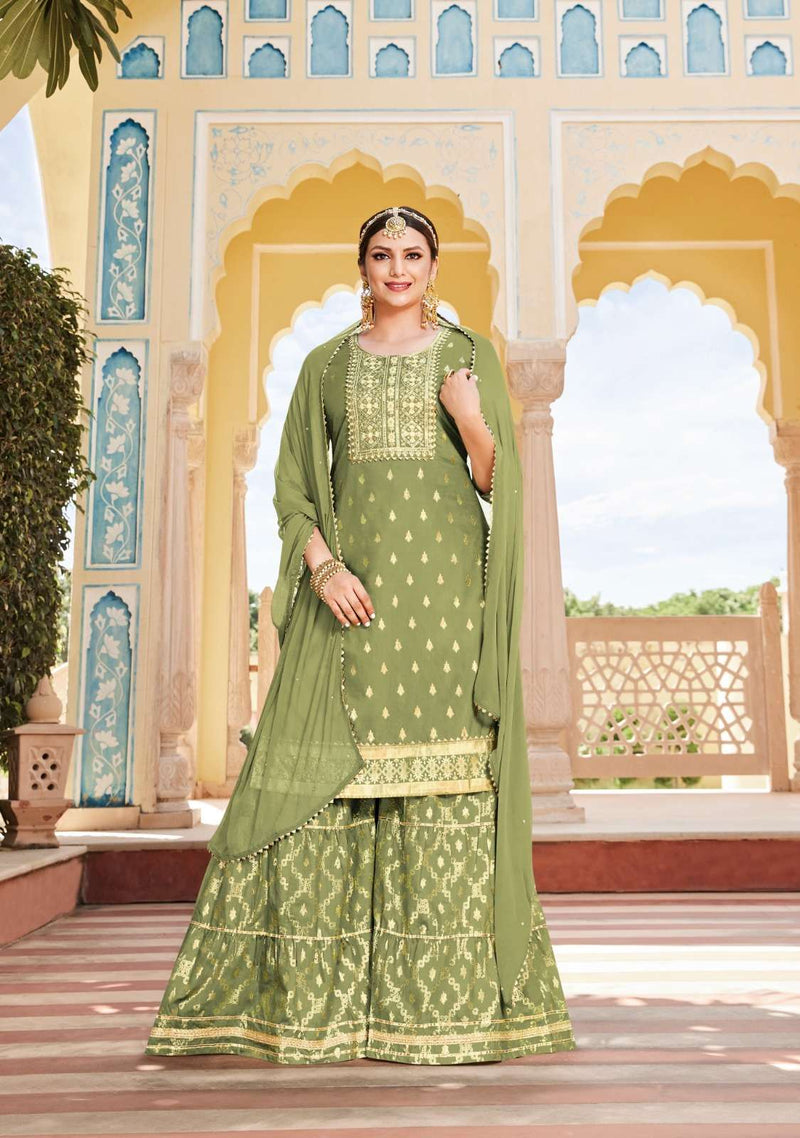 Kajal Maan Vol 2 Readymade Top With Sharara And Dupatta Set