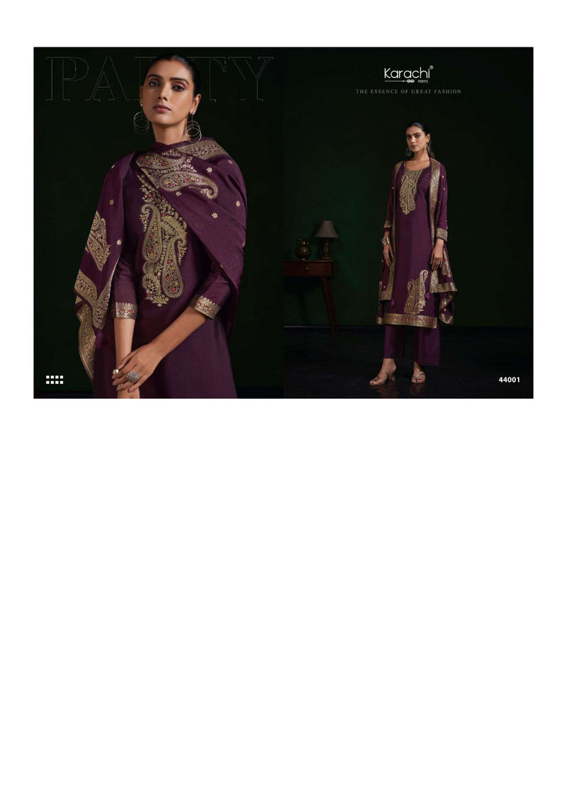 Karachi Print Naqsh Pure Silk Weaving Jacquard Work Salwar Suit