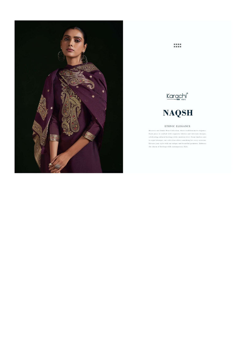 Karachi Print Naqsh Pure Silk Weaving Jacquard Work Salwar Suit