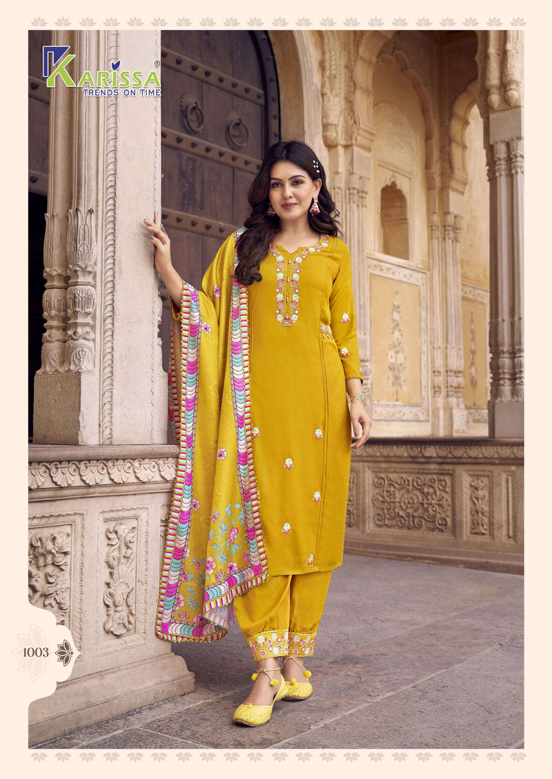 Karissa Shanaya Rayon Designer Thread Hand Work Kurti With Afghani Bottom Dupatta Set