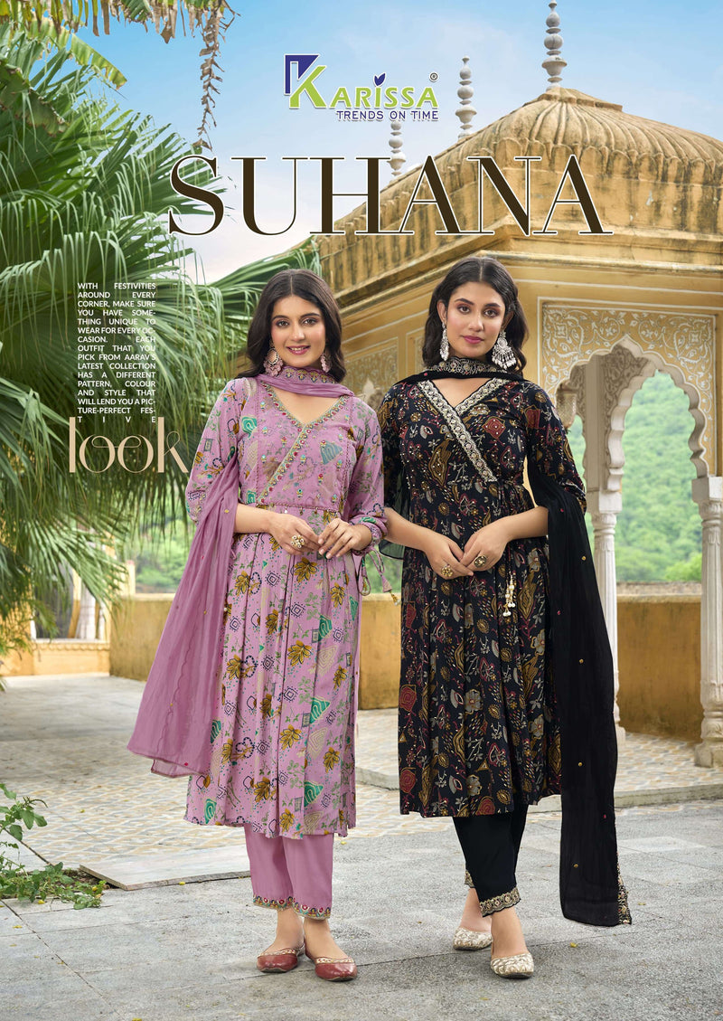 Karissa Suhana Viscose Soft Silk Foil Print Designer Kurti Pant Dupatta Set