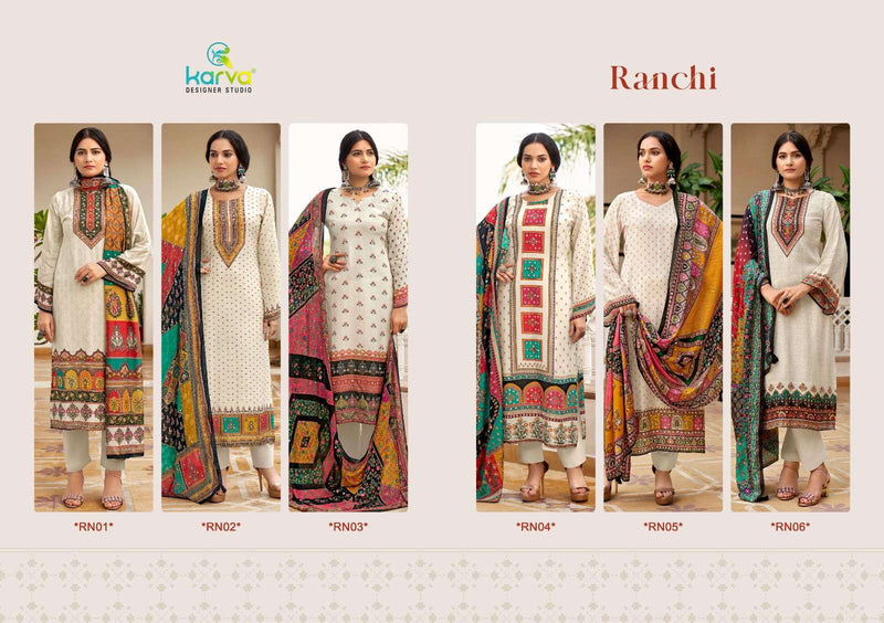 Karva Designer Ranchi Viscose Muslin Digital Print Party Wear Suit