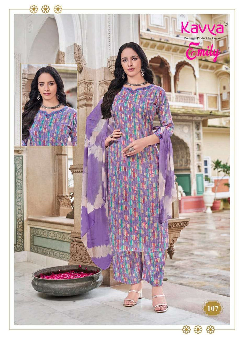 Kavya Emily Vol 1 Capsule Foil Print Kurti Plazo Dupatta Set