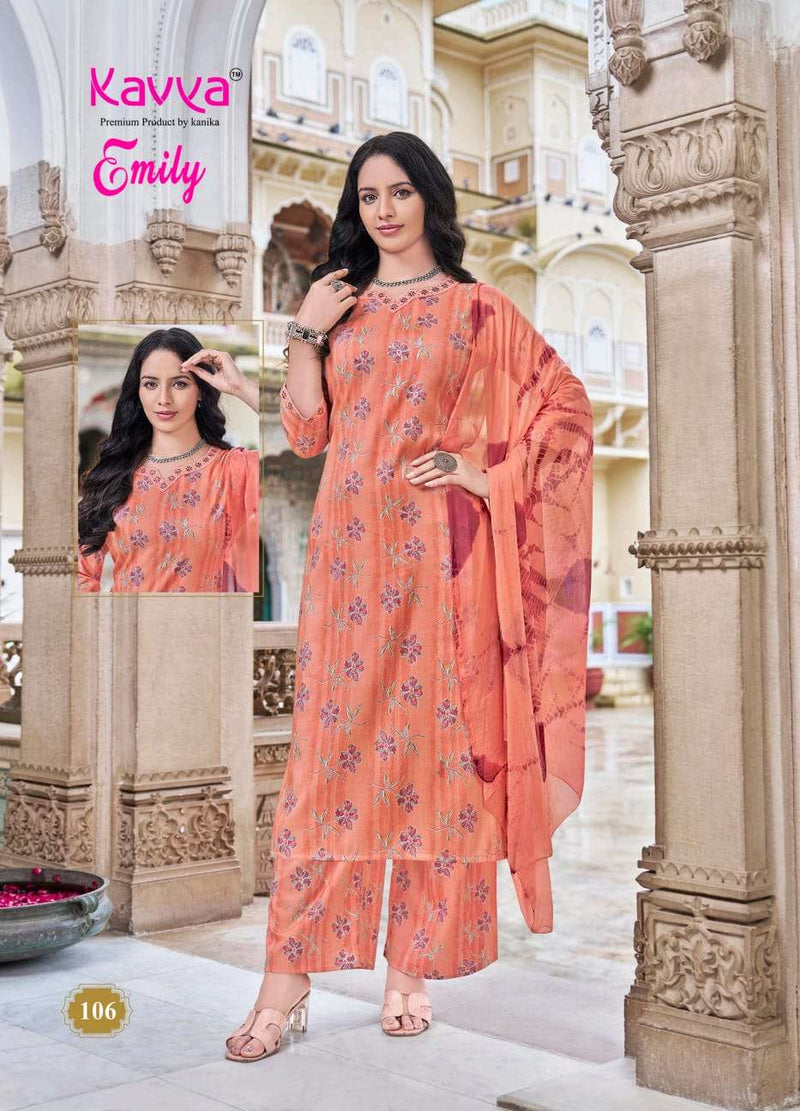 Kavya Emily Vol 1 Capsule Foil Print Kurti Plazo Dupatta Set