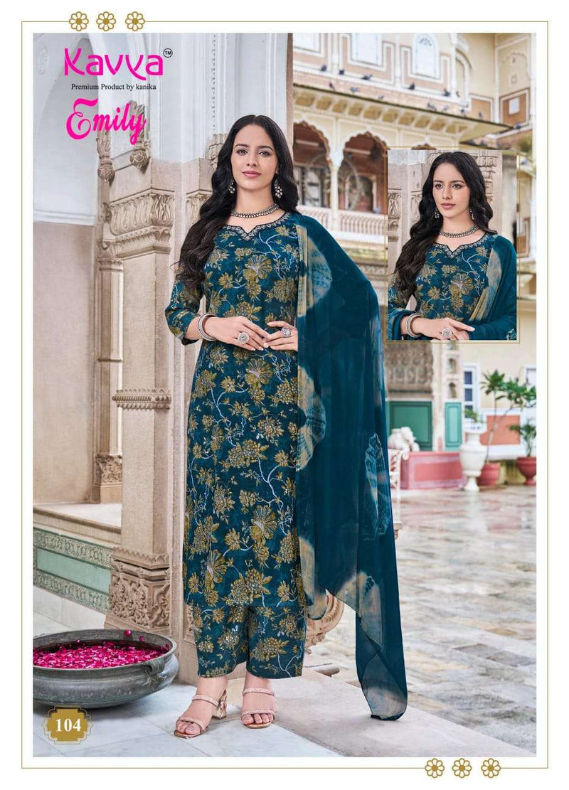 Kavya Emily Vol 1 Capsule Foil Print Kurti Plazo Dupatta Set