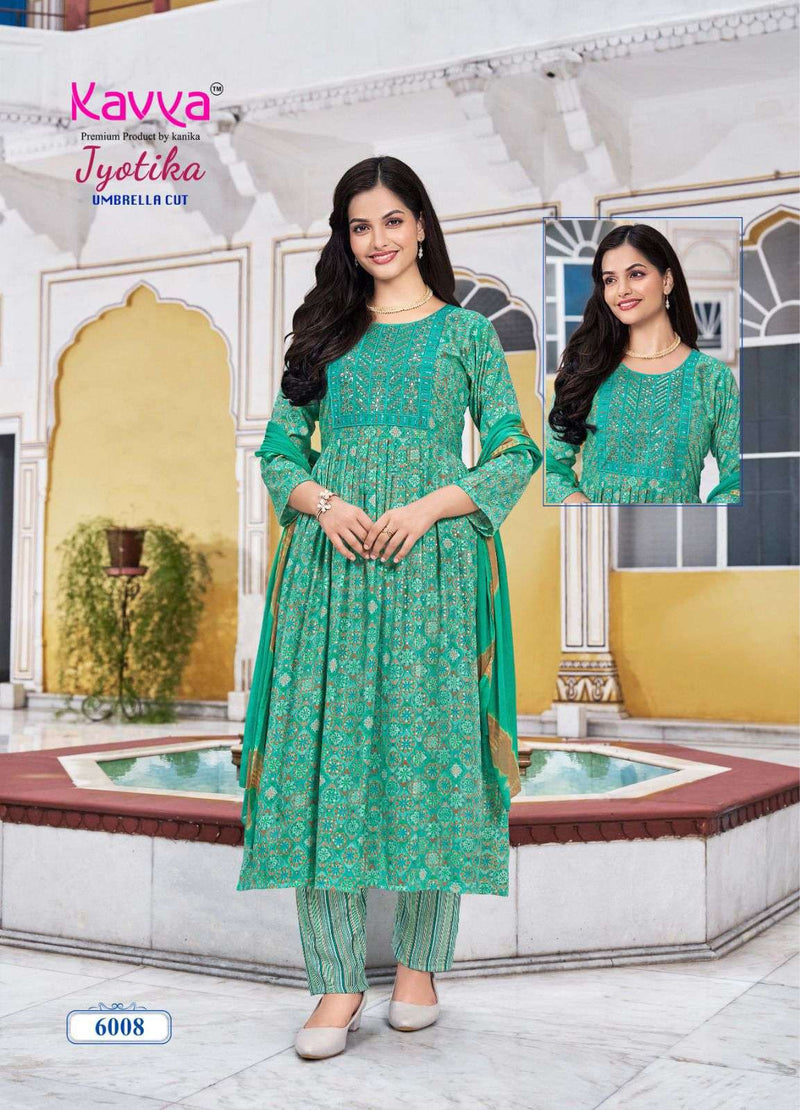 Kavya Jyotika Vol 6 Capsule Print Embrodiery Casual Wear Kurti Pant Dupatta Set