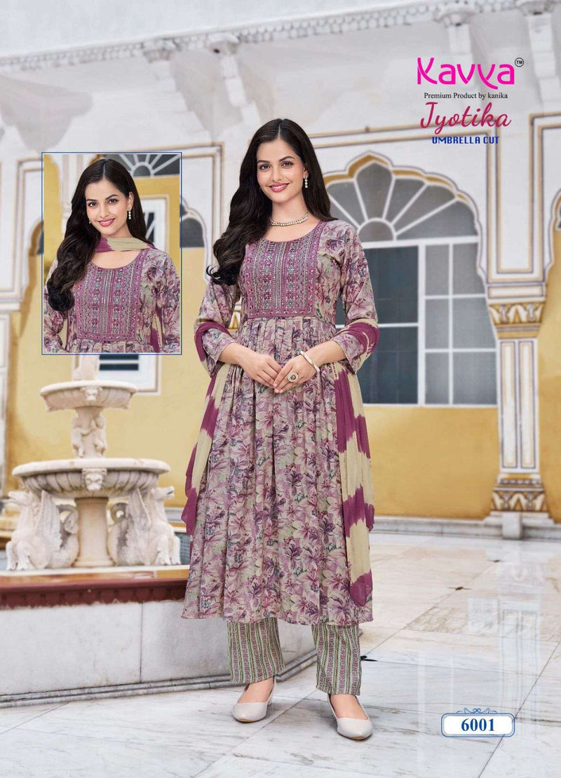 Kavya Jyotika Vol 6 Capsule Print Embrodiery Casual Wear Kurti Pant Dupatta Set