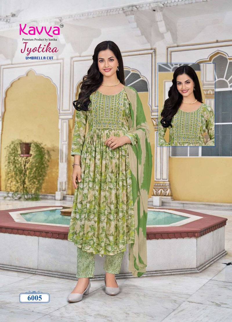 Kavya Jyotika Vol 6 Capsule Print Embrodiery Casual Wear Kurti Pant Dupatta Set