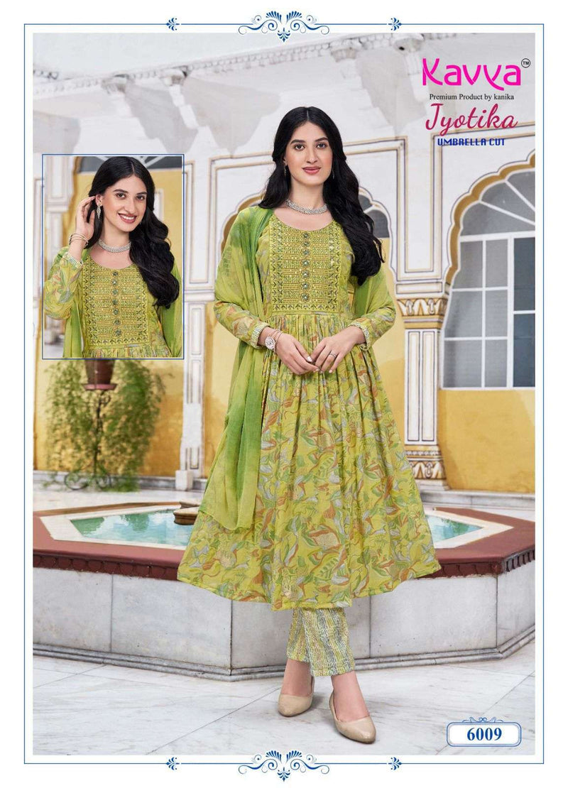 Kavya Jyotika Vol 6 Capsule Print Embrodiery Casual Wear Kurti Pant Dupatta Set