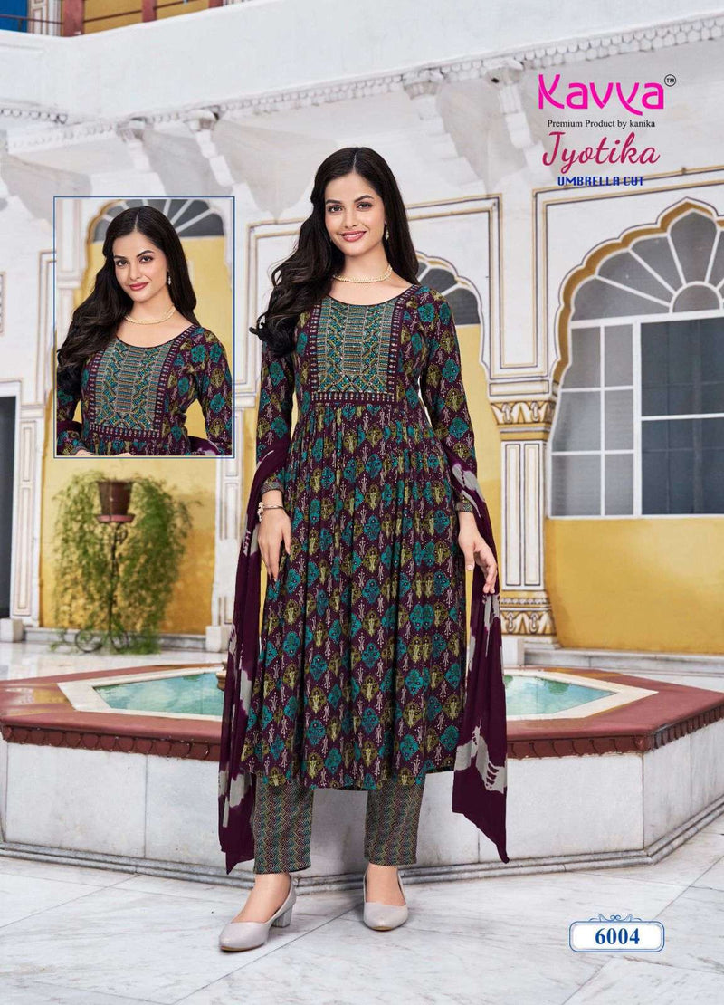 Kavya Jyotika Vol 6 Capsule Print Embrodiery Casual Wear Kurti Pant Dupatta Set