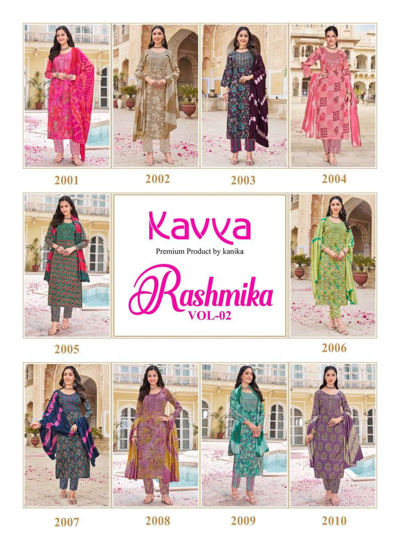 Kavya Rashmika Vol 2 Rayon Printed Straight Kurti With Rayon Printed Bottom And Chanderi Dupatta Set