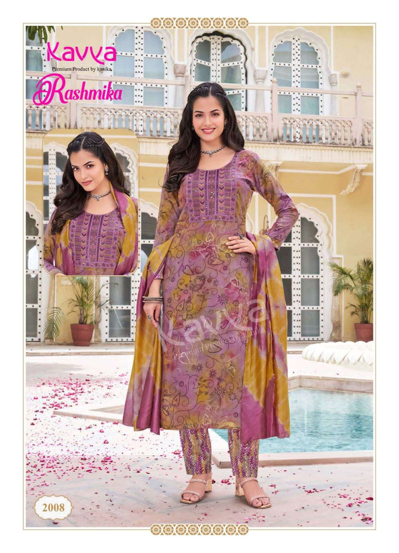 Kavya Rashmika Vol 2 Rayon Printed Straight Kurti With Rayon Printed Bottom And Chanderi Dupatta Set