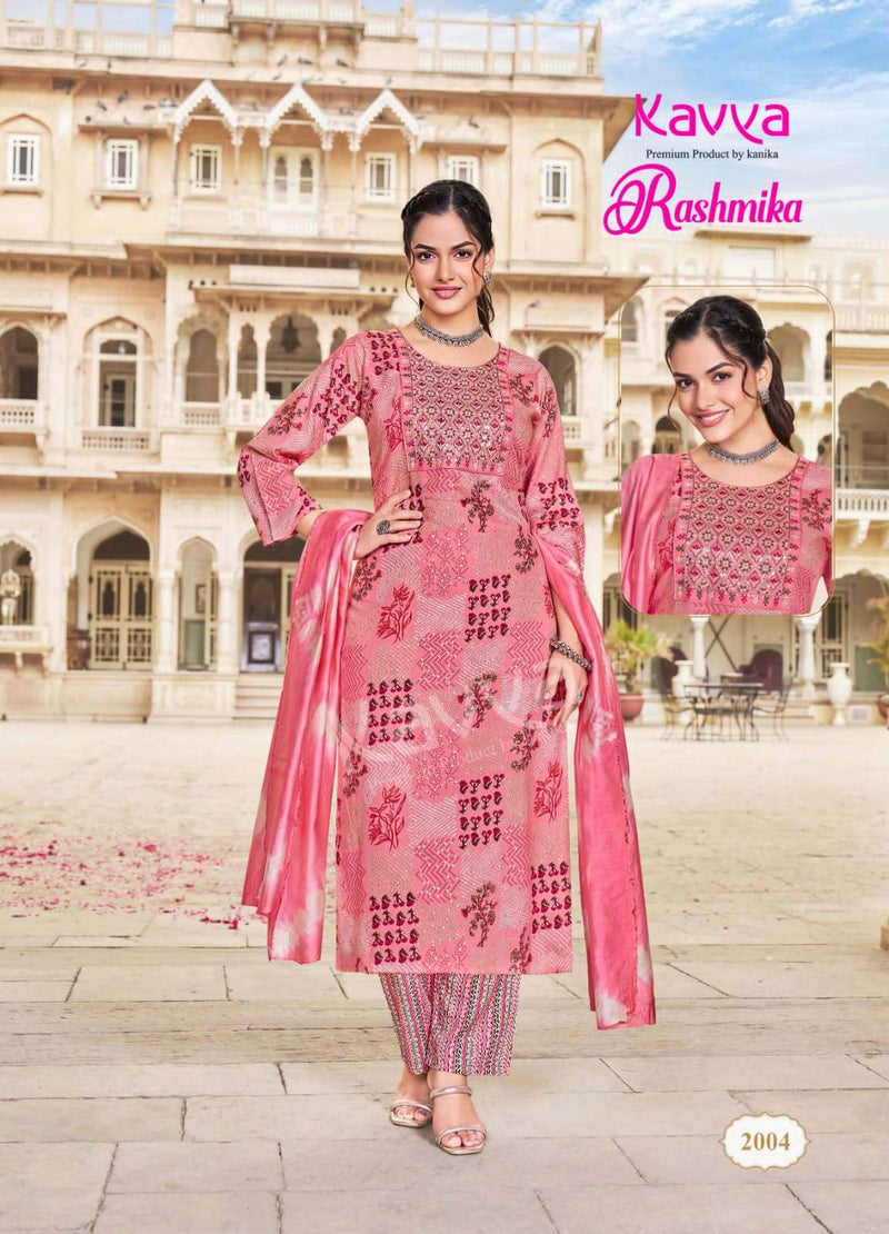 Kavya Rashmika Vol 2 Rayon Printed Straight Kurti With Rayon Printed Bottom And Chanderi Dupatta Set