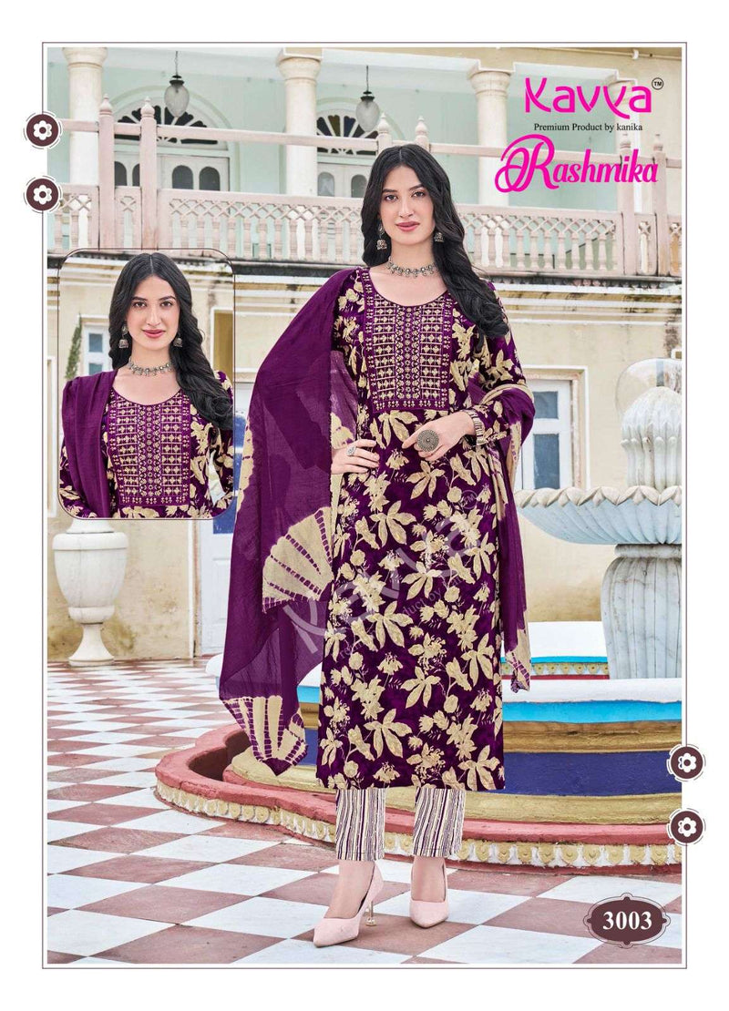 Kavya Rashmika Vol 3 Rayon Daily Wear Straight Kurti  Pant Dupatta Set