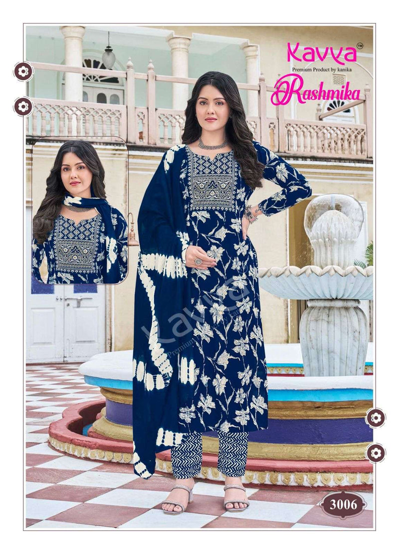 Kavya Rashmika Vol 3 Rayon Daily Wear Straight Kurti  Pant Dupatta Set