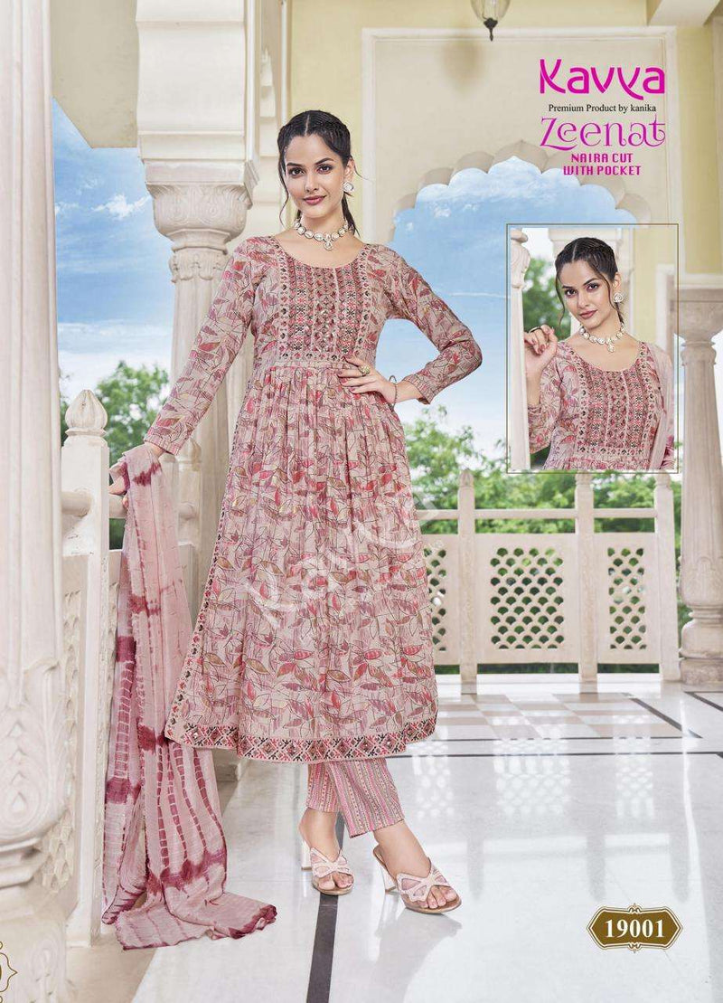 Kavya Zeenat Vol 19 Capsule Foil Print Casual Wear Kurti Pant Dupatta Set