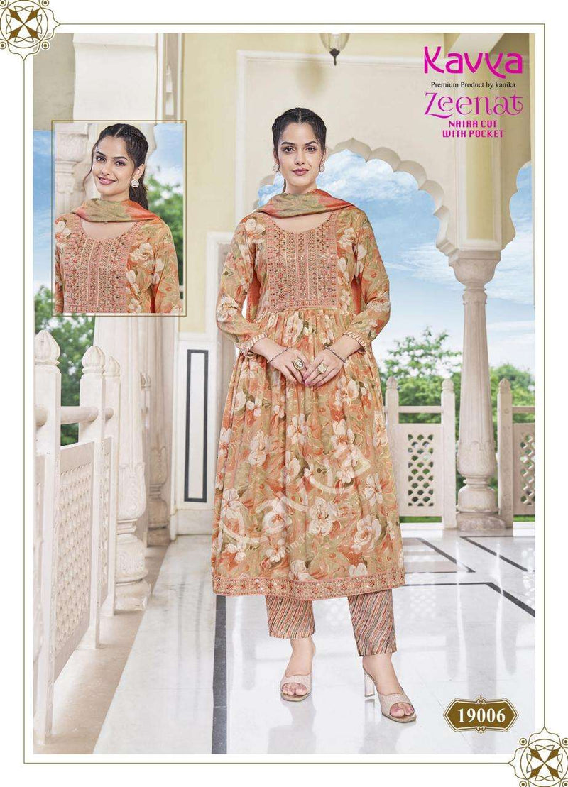 Kavya Zeenat Vol 19 Capsule Foil Print Casual Wear Kurti Pant Dupatta Set