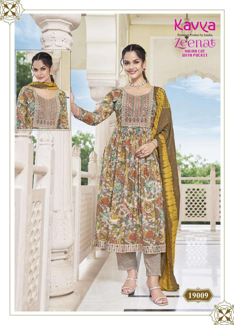 Kavya Zeenat Vol 19 Capsule Foil Print Casual Wear Kurti Pant Dupatta Set