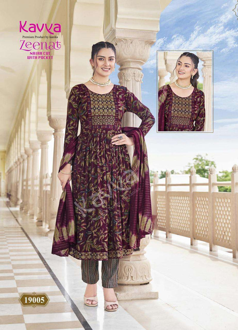 Kavya Zeenat Vol 19 Capsule Foil Print Casual Wear Kurti Pant Dupatta Set