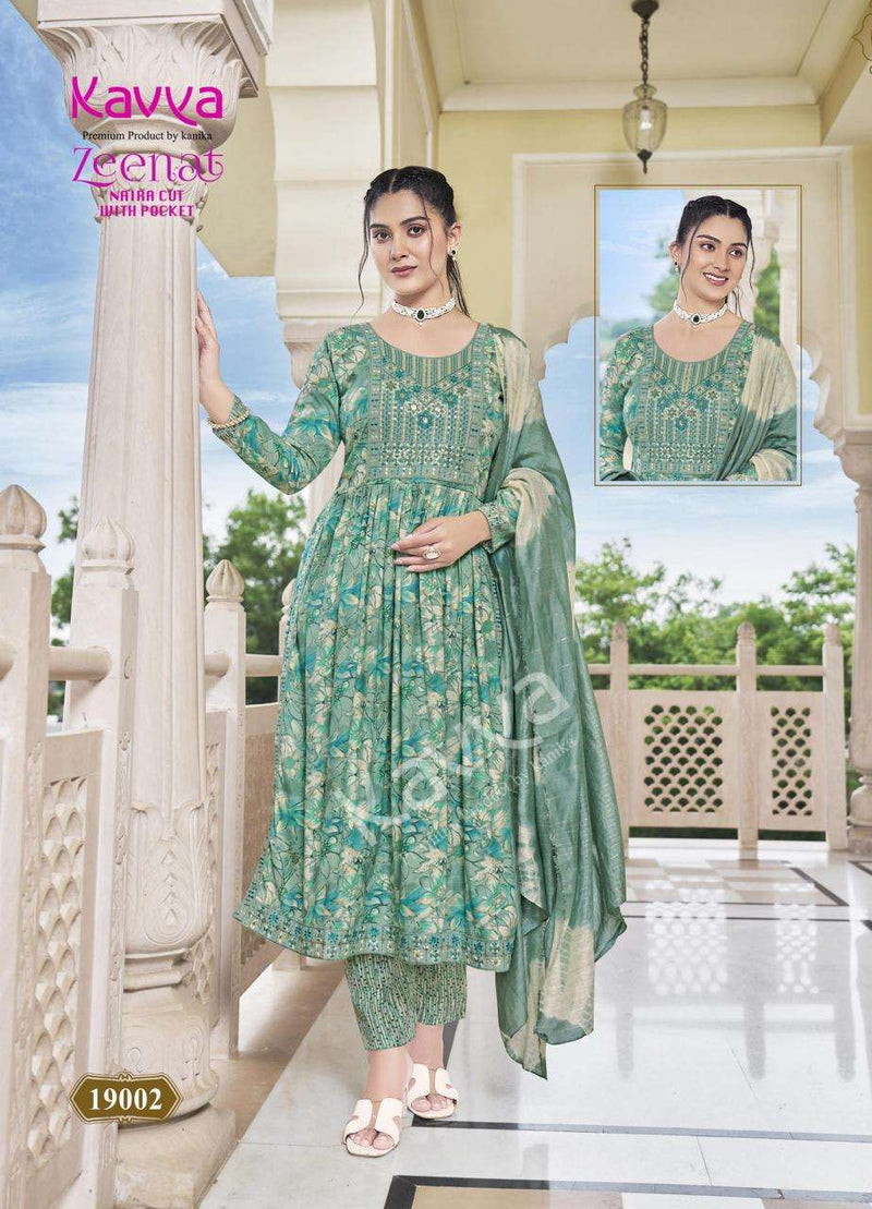 Kavya Zeenat Vol 19 Capsule Foil Print Casual Wear Kurti Pant Dupatta Set