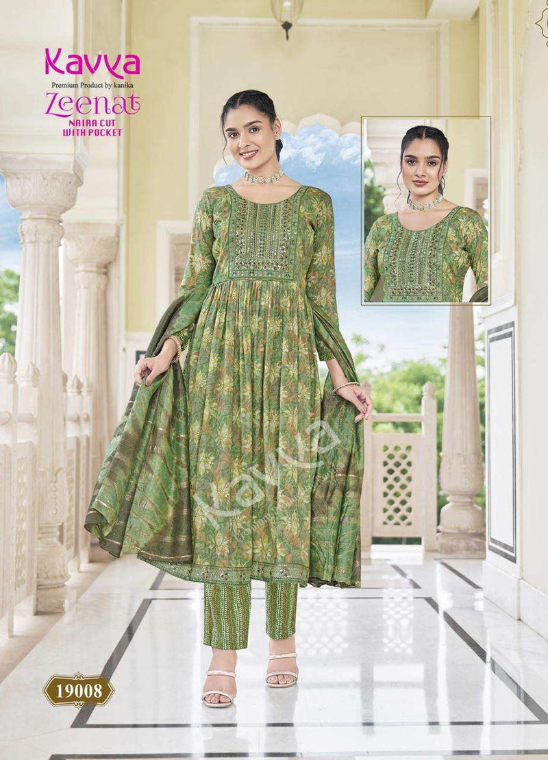 Kavya Zeenat Vol 19 Capsule Foil Print Casual Wear Kurti Pant Dupatta Set