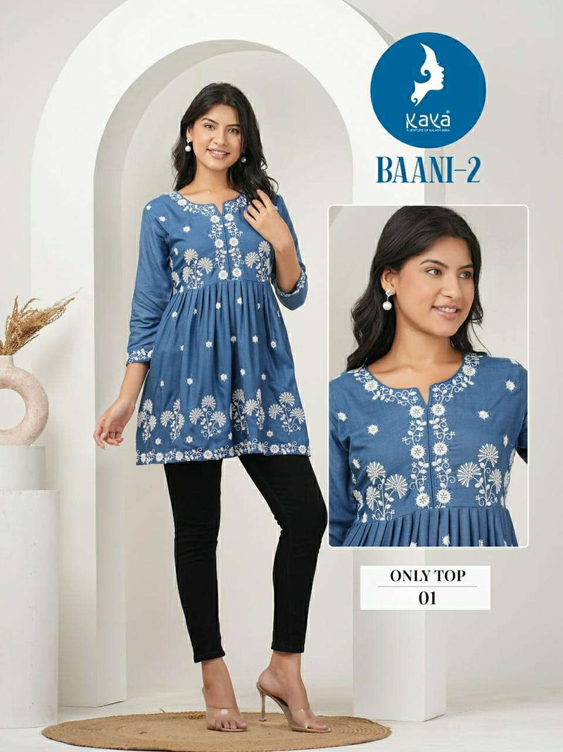 Kaya Baani Vol 2 Rayon With Liucknowi Work Dailywear Fancy Top