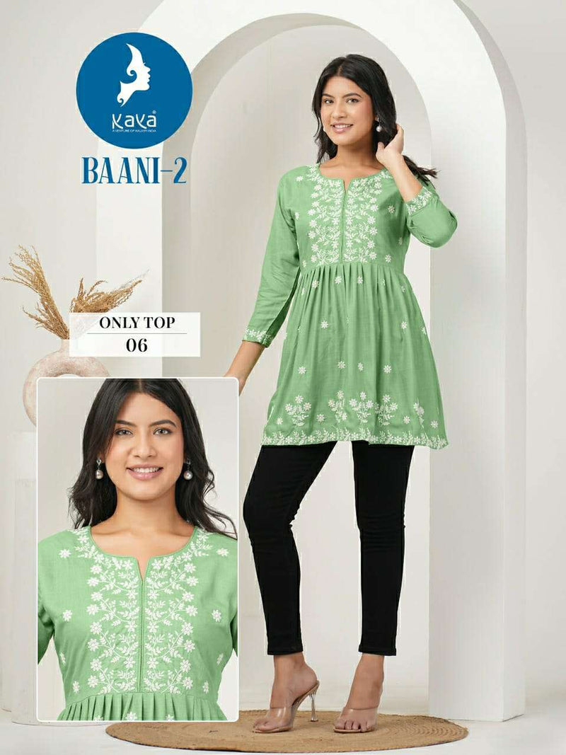 Kaya Baani Vol 2 Rayon With Liucknowi Work Dailywear Fancy Top