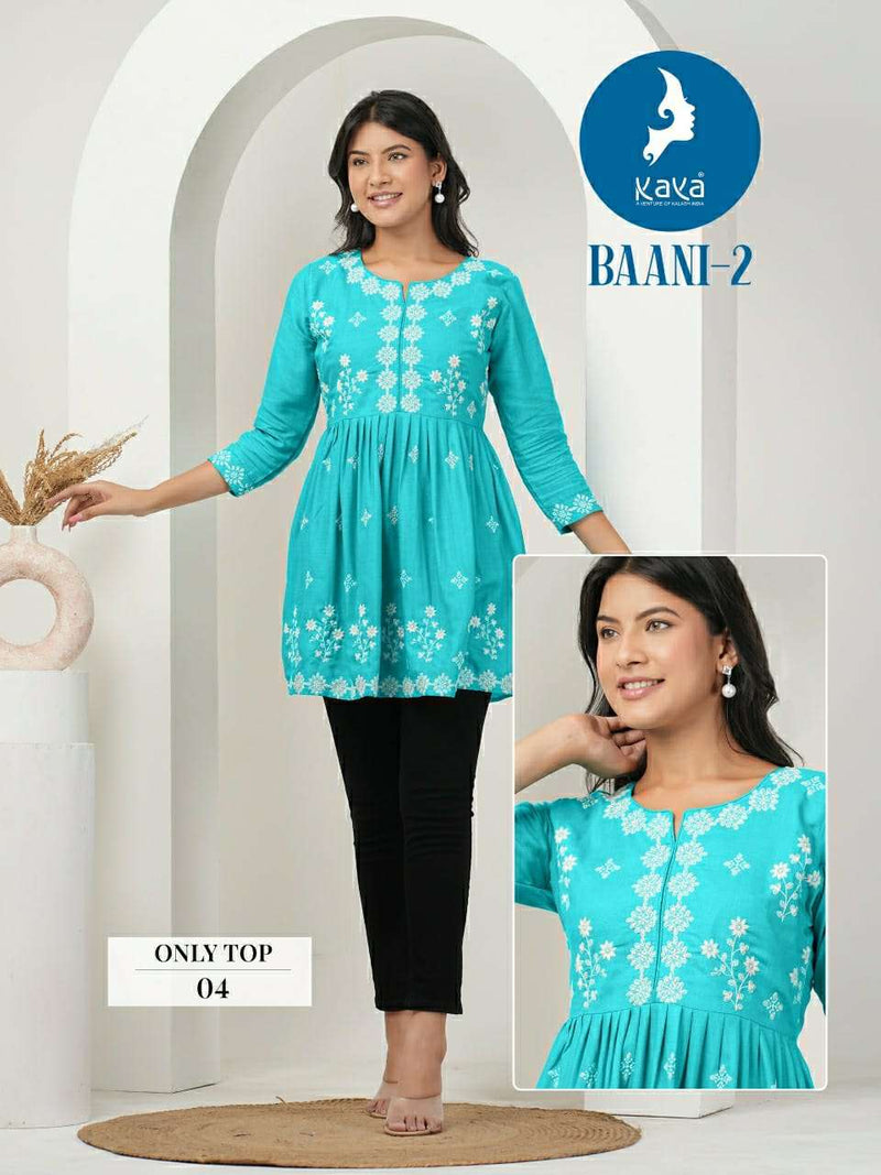 Kaya Baani Vol 2 Rayon With Liucknowi Work Dailywear Fancy Top