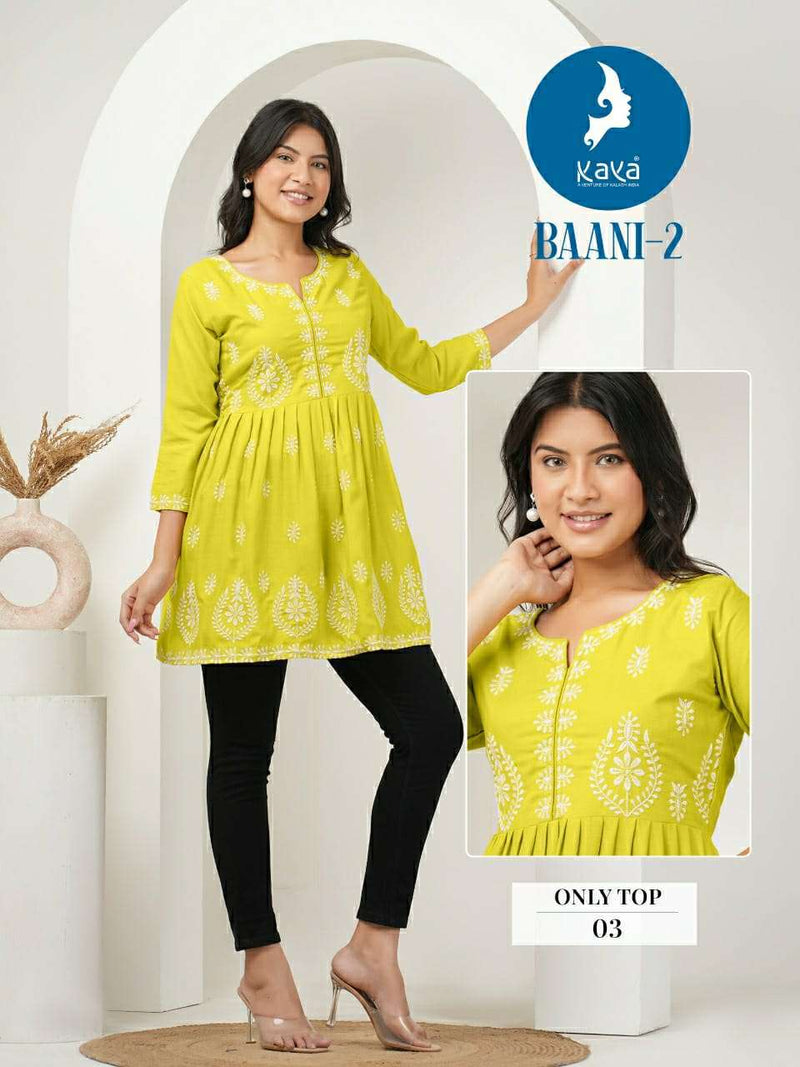 Kaya Baani Vol 2 Rayon With Liucknowi Work Dailywear Fancy Top