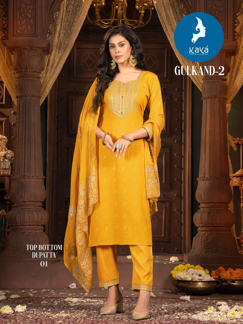 Kaya Gulkand Vol 3 Rayon Fancy Casual Wear Kurti Pant Dupatta Set