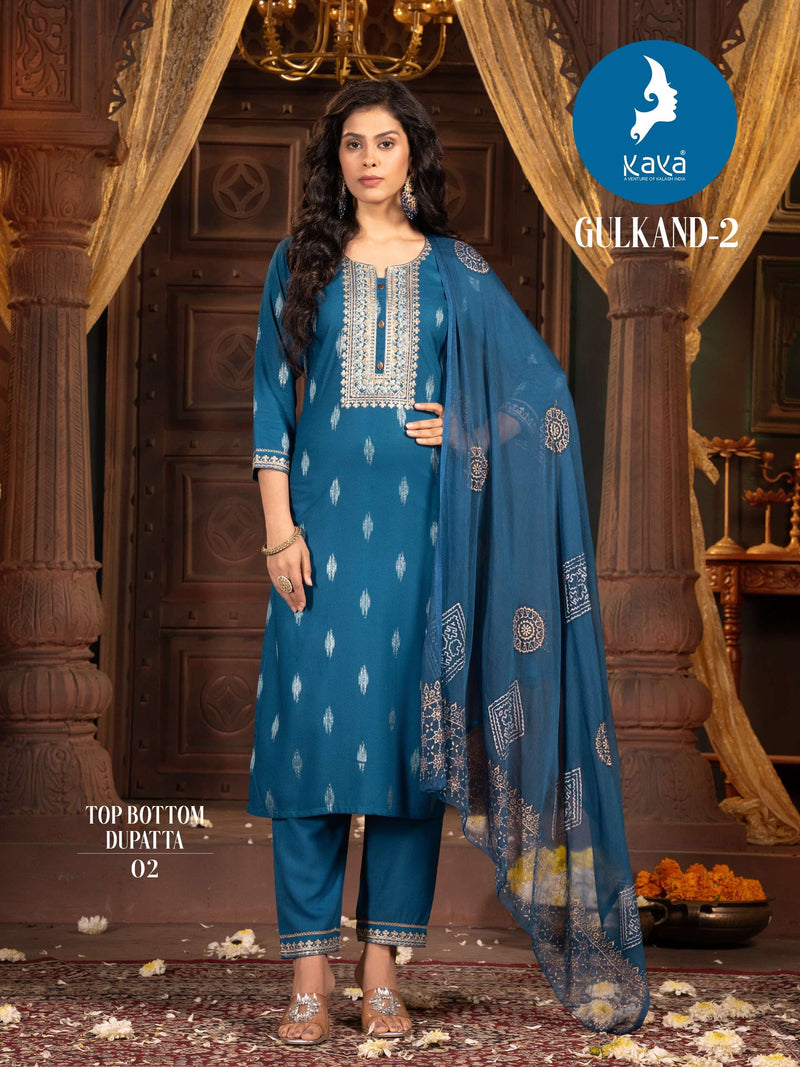 Kaya Gulkand Vol 3 Rayon Fancy Casual Wear Kurti Pant Dupatta Set