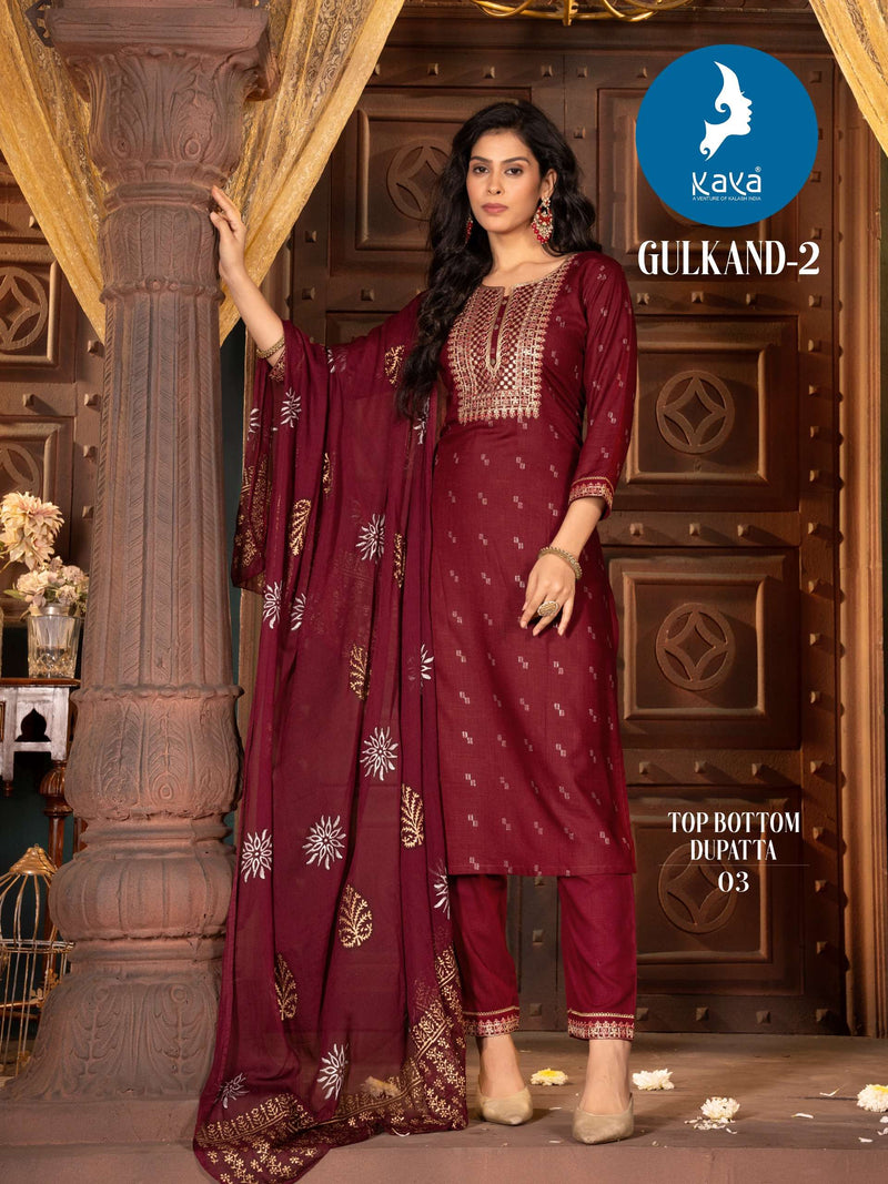 Kaya Gulkand Vol 3 Rayon Fancy Casual Wear Kurti Pant Dupatta Set