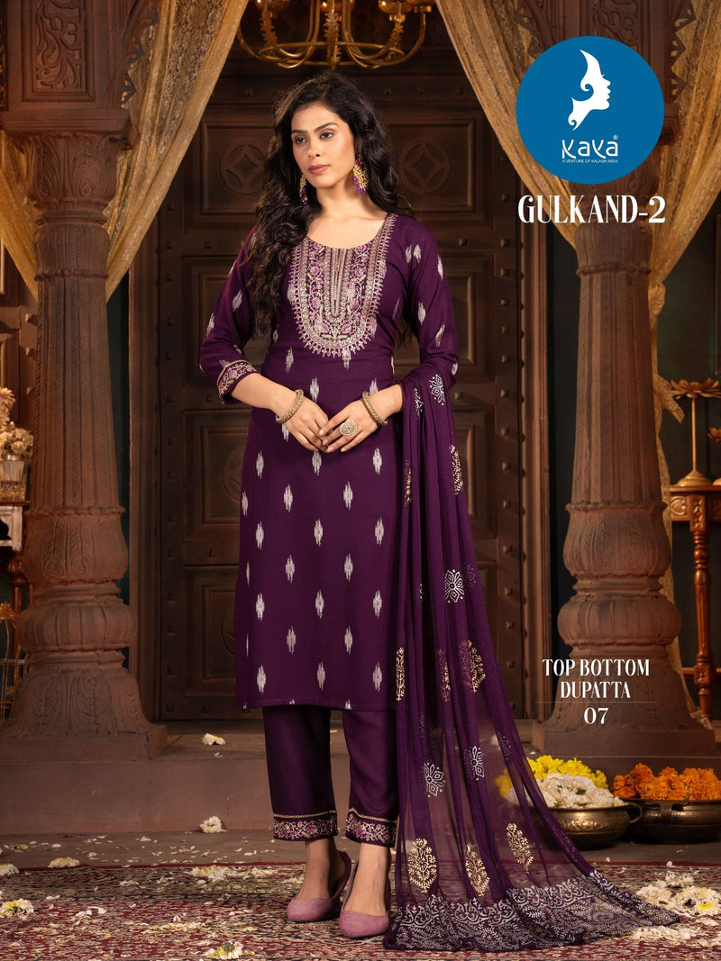 Kaya Gulkand Vol 3 Rayon Fancy Casual Wear Kurti Pant Dupatta Set