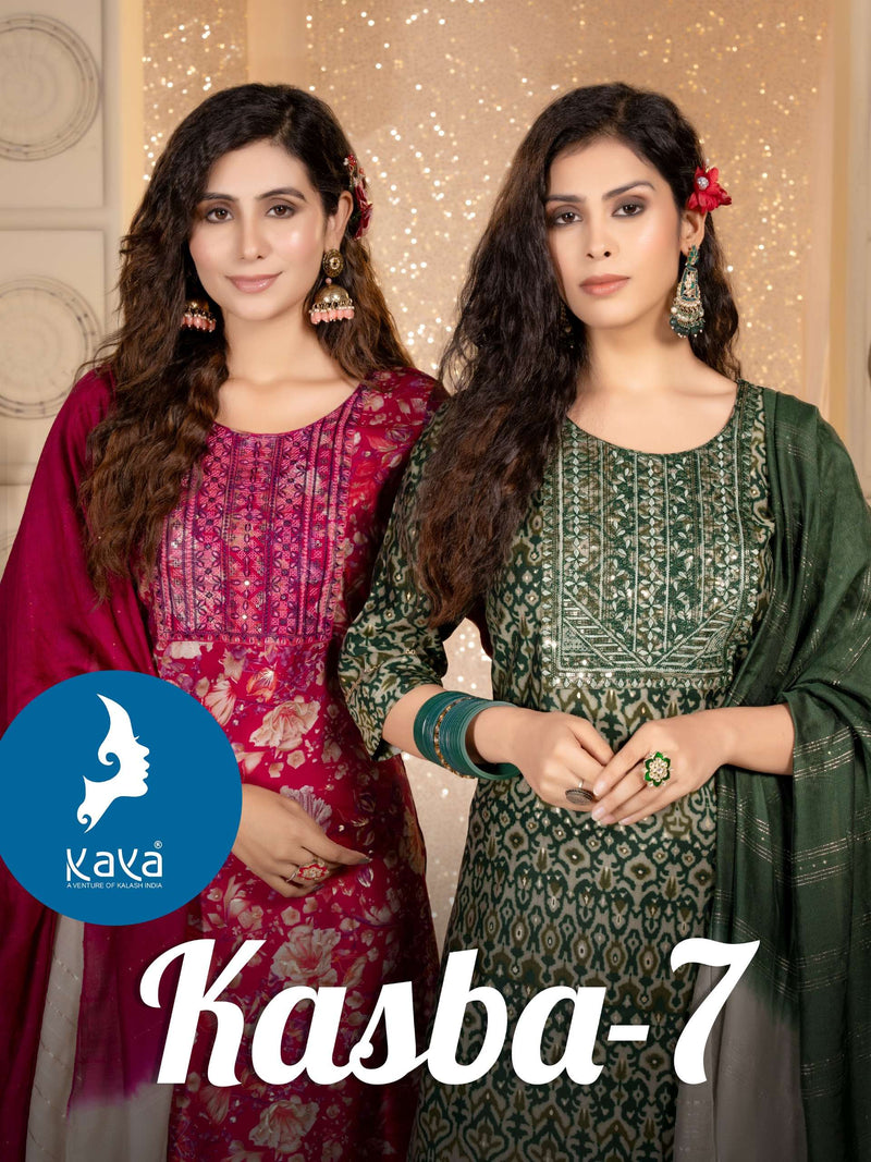 Kaya Kasba Vol 7 Chanderi Silk Casual Wear Kurti Pant Dupatta Set