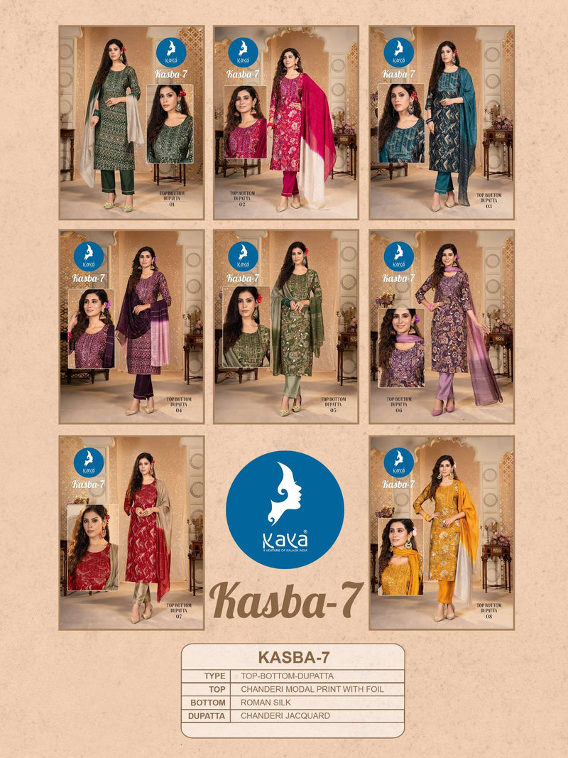 Kaya Kasba Vol 7 Chanderi Silk Casual Wear Kurti Pant Dupatta Set