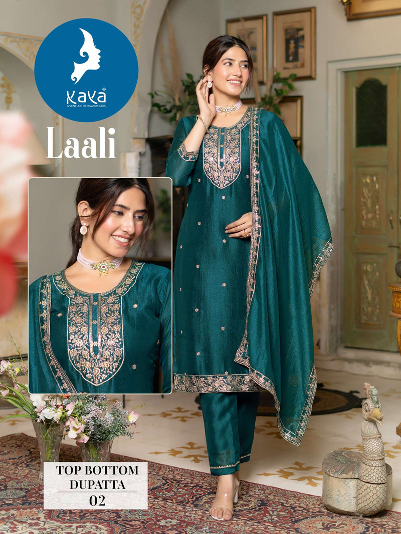 Kaya Laali Silk Rich Combination Festiv Wear Kurti Pant Dupatta Set