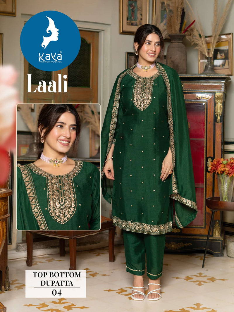 Kaya Laali Silk Rich Combination Festiv Wear Kurti Pant Dupatta Set