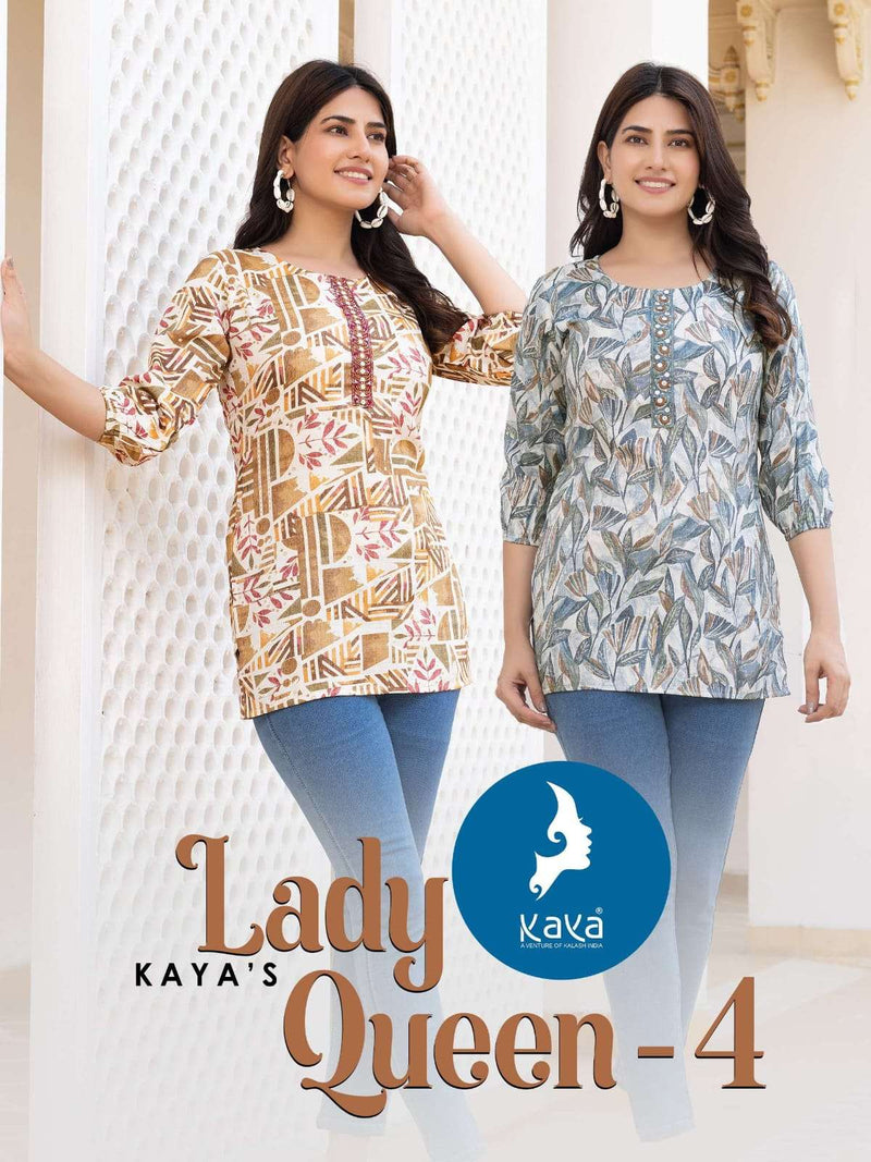 Kaya Lady Queen Vol 4 Rayon Daily Wear Fancy Short Kurti Set