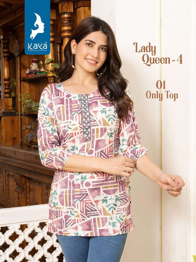 Kaya Lady Queen Vol 4 Rayon Daily Wear Fancy Short Kurti Set